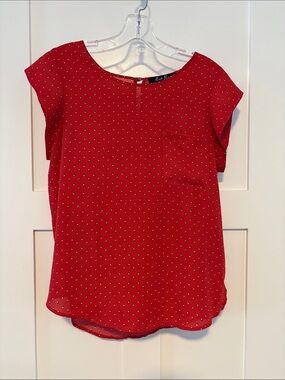 Alice Blue Red Dot Cap-Sleeve Blouse